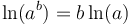  \ln(a^{b}) = b \ln(a)