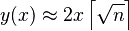 y(x)\approx 2x\left\lceil\sqrt{n}\right\rceil