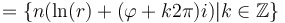  = \{ n (\ln(r) + (\varphi + k2\pi) i) | k \in \mathbb{Z} \}