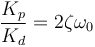 \frac{K_p}{K_d}=2\zeta \omega_0