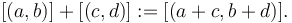 [(a,b)] + [(c,d)] := [(a+c,b+d)].\,