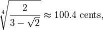 \sqrt[4]{\frac{2}{3-\sqrt{2}}} \approx 100.4 \text{ cents,}