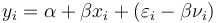  y_i = \alpha+\beta x_i +(\varepsilon_i - \beta\nu_i) 