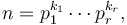 n = p_1^{k_1} \cdots p_r^{k_r}, 