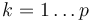  k = 1 \ldots p 