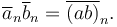 \overline{a}_n \overline{b}_n = \overline{(ab)}_n.