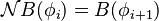 \mathcal{N}B(\phi_i)=B(\phi_{i+1})