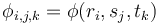 \ \phi_{i,j,k} = \phi(r_i, s_j, t_k) 