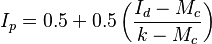  I_p = 0.5 + 0.5 \left( \frac { I_d - M_c } { k - M_c } \right) 