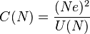 C(N) = {(Ne)^2 \over U(N)}