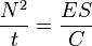 
\frac {N^2} {t} = \frac {E S} {C}
