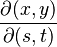  \frac{\partial(x,y)}{\partial(s,t)} 