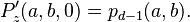 P'_z(a,b,0) =p_{d-1}(a,b).