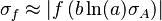 \sigma_f \approx \left| f \left( b\ln(a)\sigma_A \right) \right|