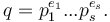 q = p_1^{e_1} ... p_s^{e_s}.