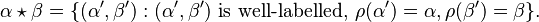 \alpha \star \beta = \{(\alpha',\beta'): (\alpha',\beta') \mbox{ is well-labelled, } \rho(\alpha') = \alpha, \rho(\beta') = \beta \}.