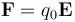 
\mathbf{F} = q_0 \mathbf{E}
