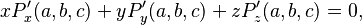 xP'_x(a,b,c)+yP'_y(a,b,c)+zP'_z(a,b,c)=0,