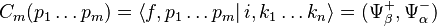 C_m(p_1\ldots p_m) = \left\langle f, p_1\ldots p_m \right|i, k_1\ldots k_n \rangle = (\Psi_\beta^+,\Psi_\alpha^-)