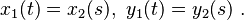 x_1(t)=x_2(s), \ y_1(t)=y_2(s) \ .