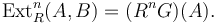 \operatorname{Ext}_R^n(A,B)=(R^nG)(A).