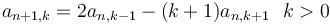 a_{n+1,k} =2 a_{n,k-1} - (k+1)a_{n,k+1} \ \ k>0