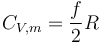 C_{V,m}=\frac{f}{2} R