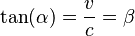 \tan(\alpha)=\frac{v}{c}=\beta