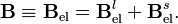 \mathbf{B} \equiv \mathbf{B}_\text{el} = \mathbf{B}_\text{el}^l + \mathbf{B}_\text{el}^s.