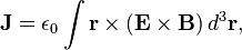 \mathbf{J} = \epsilon_0 \int \mathbf{r}\times\left(\mathbf{E}\times\mathbf{B}\right) d^{3}\mathbf{r}  ,