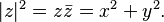 \textstyle |z|^2=z\bar{z}=x^2+y^2.\,