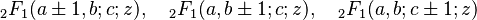 {}_2F_1 (a\pm 1,b;c;z), \quad  {}_2F_1 (a,b\pm 1;c;z), \quad {}_2F_1 (a,b;c\pm 1;z)