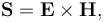 \mathbf{S} = \mathbf{E} \times \mathbf{H},