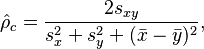 \hat{\rho}_c = \frac{2 s_{xy}}{s_x^2 + s_y^2 + (\bar{x} - \bar{y})^2},