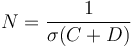 N = \frac{1}{\sigma (C + D)}