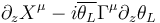 \partial_zX^\mu-i\overline{\theta_L}\Gamma^\mu\partial_z\theta_L