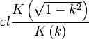 \varepsilon l \frac{ K\left( \sqrt{1-k^{2}} \right) }{ K\left(k \right) }