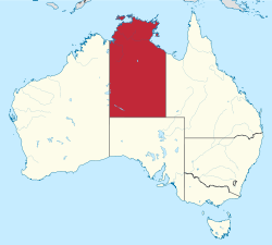 Map of Australia with the Northern Territory highlighted