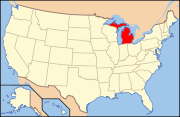 Location of Michigan in the United States