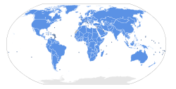 Map showing the member states of the United Nations[lower-alpha 1]