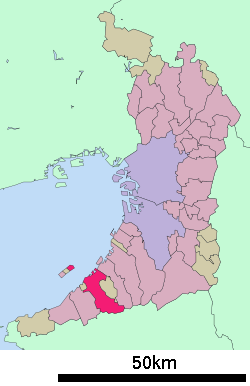 Location of Izumisano in Osaka Prefecture