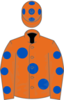 Orange, large blue spots