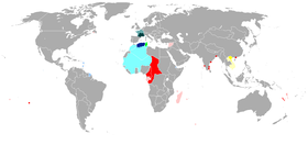 The gradual loss of all Vichy territory to Free France and the Axis. Click on map for color legend