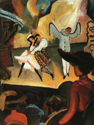 painting of a ballet performance on stage