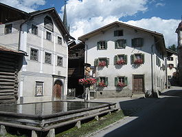 Valendas town center and fountain