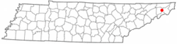 Location of Johnson City in Tennessee