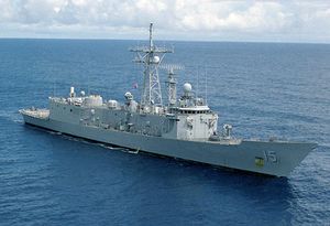 USS Estocin underway in the Caribbean Sea.