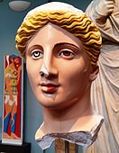 The Treu Head, Second century AD. Color reconstruction of marble head of likely a goddess. The head was found at the Esquiline Hill, Rome, and preserves numerous colour traces.