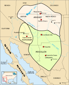 Map portraying ancestral Hohokam lands circa 1350