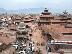 Bird's eye view of the Patan Durbar Square. It has been listed by UNESCO as a World Heritage Site.